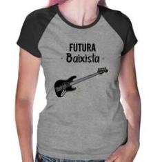 Imagem de Baby Look Raglan Futura Baixista - Foca na Moda