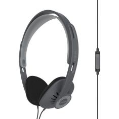 Imagem de Fones de ouvido on-ear Koss KPH30iK, microfone em linha e controle remoto de toque, Design D-Profile, Com fio com plug de 3,5 mm, cinza escuro e preto