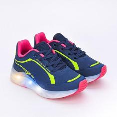 Imagem de Tênis Infantil Led Kidy Light Fun Marinho Rosa