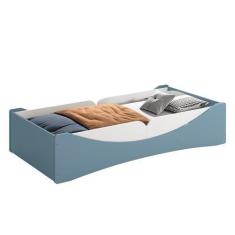 Imagem de Cama Evolutiva Luna Azul Fosco Com 2 Kits Proteção Lateral Lisa E Colc