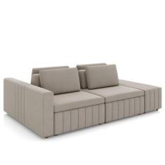 Imagem de Sofá Ilha E Puff Sala Living 265cm Siesta M22 Veludo Bege  - Mpozenato