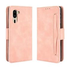 Imagem de Capa com compartimento para cartão para Sharp Simple Sumaho 5, capa flip de couro para Sharp Simple Sumaho 5, capa magnética retrô para celular, capa carteira com compartimentos para cartão
