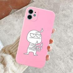 Imagem de Capa de telefone engraçada para iphone 11 12 13 pro max mini capas de dedo médio para iphone 7 8 plus x xr xs max capa traseira macia, rosa t2620, para iphone xr