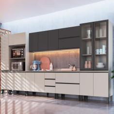 Imagem de Cozinha Completa Plátano 16 Portas 5 Gavetas Fumê/Grafite - Quiditá Mó