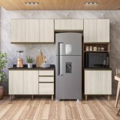 Imagem de Cozinha Completa 11 Portas 4 Gavetas 100% Mdf Angelita Carvalho Tok/Bianco Tok