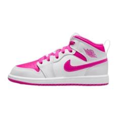 Imagem de Nike Tênis de basquete Jordan Kids Preschool 1 Mid, Iris Whisper/Fire Pink-branco, 15
