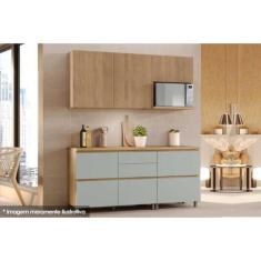 Imagem de Cozinha Modulada Completa Rainha 4 Peças C4p22 Nature/Verde - Nesher