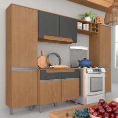 Imagem de Armário De Cozinha 5 Pçs Olivia Carvalho/Grafite - Móveis Arapongas