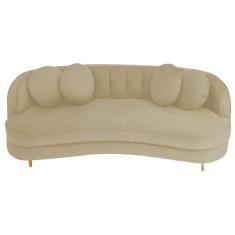 Imagem de Sofá Curvo 2 Lugares Orgânico Sala Recepção Escritório Decorativo Luxo Panamá 160cm Suede Cor Bege