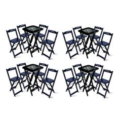 Imagem de Kit 4 Conjuntos De Mesa Bistrô Dobrável Jack Daniel`s Com 4 Banquetas De Madeira Preta