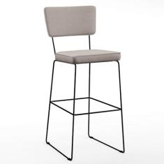 Imagem de Banqueta Alta Para Cozinha Sala De Jantar Base em Aço Fixa Allana L02 Linho Bege - Lyam Decor