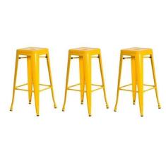 Imagem de Kit 3 Banquetas Tolix Iron Industrial Amarela 76 Cm Bistrô - Waw Desig