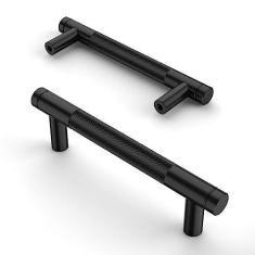 Imagem de Asidrama Pacote com 10 puxadores de armário pretos foscos, puxadores de armário serrilhados, puxadores de armário de cozinha para puxadores de gaveta de armário
