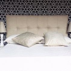 Imagem de Cabeceira Cama Box King Veneza Suede Amassado Bege Almofadado 195 X 60 Cm Rbl