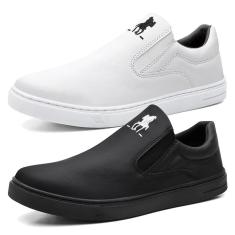 Imagem de Kit 2 Pares Tênis Slip On Hfast Shoes com Elástico e Sola Reta Costurada-Masculino