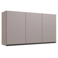 Imagem de Armário Aéreo Cozinha 120 Cm 3 Portas 2 Prateleiras Fumê - Quiditá Móveis