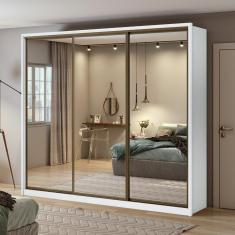 Imagem de Guarda-roupa Casal Spazio 270 Super Glass 3 Portas 6 Gavetas Branco Lopas