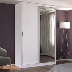 Imagem de Guarda Roupa Solteiro 1 Espelho 2 Portas de Correr 2 Gavetas MDF MM771E1