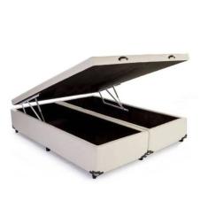 Imagem de Cama Box Baú Casal Sintético Rubi Bege Bipartido Com Pistão A Gás - 13