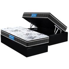 Imagem de Cama Box Baú Solteiro: Colchão Guarda Costas Premium Extra Firme Pillow Top + Base Crc Suede Black