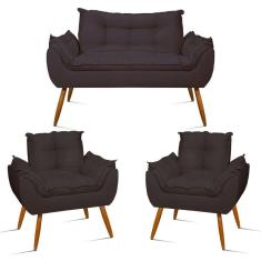 Imagem de Kit Sofá Opala + 2 Poltronas Opala Sala De Estar Cor:cinza