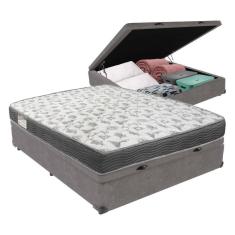 Imagem de Cama Baú Ortobom Víuvo Iso100 Bege D33 Conforto Firme Cor:cinza
