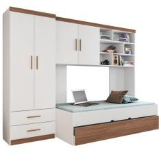 Imagem de Quarto Infantil Modulado 4 Portas Com Bicama Chiara Carvalho-branco