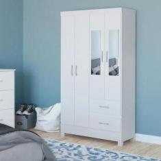 Imagem de Guarda Roupa Camelia Madeira Mdp 4Pt 2Gv C/Pes Cor:Branco - San Marino