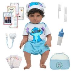Imagem de Boneco Reborn Bebê Negro Grande Com Bolsa Kit Acessórios - Cegonha Reb