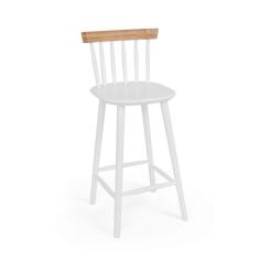 Imagem de Banqueta Alta Milena Assento Anatômico Madeira Eucalipto - Branco/Natural