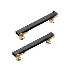 Imagem de Pacote com 5 puxadores de armário preto e dourado fosco puxadores de armário de cozinha modernos puxadores de gaveta para banheiro quarto armário puxadores de móveis de liga de zinco (comprimento