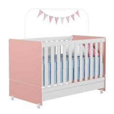 Imagem de Berço Americano Mini Cama Encanto Cor Branco com Rosa - Peternella Móveis