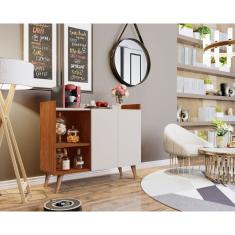 Imagem de Aparador Galhardo 2 portas pés palito estilo retrô cor Freijo - Off white - Comprar Moveis Em Casa