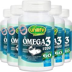 Imagem de Kit 5 Ômega 3 Óleo de peixe 1200mg Unilife 60 cápsulas