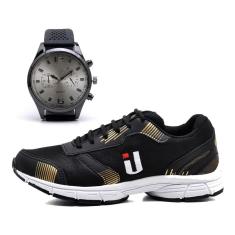 Imagem de Tênis Masculino Esportivo Básico Caminhada de Tecido Leve Macio com Relógio-Masculino