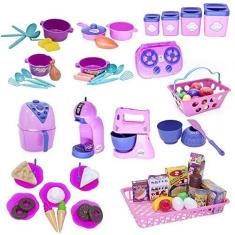 Imagem de Kit Confeitaria Infantil Frutas Fogão Formas Batedeira 74pç