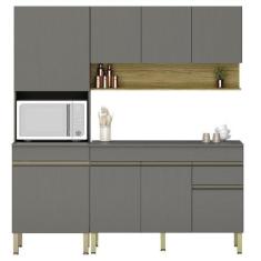 Imagem de Armário De Cozinha 3 Peças Balcão 150cm Com Tampo Lina16 K02 Gris/Frei