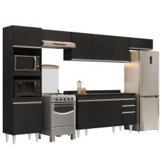 Imagem de Armário De Cozinha Modulada 5 Peças Cp14 Balcão Com Tampo Preto - Lumil