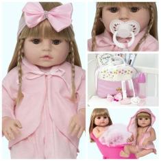 Imagem de Boneca Bebe Reborn Grande Toda De Silicone Olhos Castanhos - Cegonha R