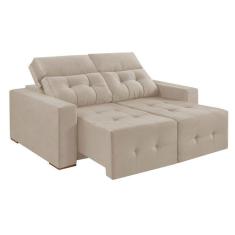 Imagem de Sofá 3 Lugares Retrátil e Reclinável Roma Suede Bege 180 cm