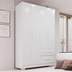 Imagem de Guarda-roupa Solteiro 4 Portas 2 Gavetas Estrela Premium Branco