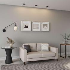 Imagem de Sofá 2 Lugares Life Pés E Base Em Madeira Linho Cotton Cru