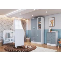 Imagem de Quarto De Bebê Completo Pimpolho Com Guarda-Roupa 3 Portas, Cômoda E B