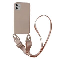Imagem de Capa de telefone com cordão crossbody para iphone 14 15 Pro Max 13 12 Mini 11 XR XS Plus Colar com corda de pescoço Cabo de silicone com capa, rosa, para 12 ou 12 Pro