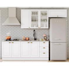 Imagem de Kit de Cozinha Modulada 5 Peças Americana (2 Aéreos. 2 Balcões, 1 Complemento) Branco - Henn