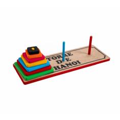 Imagem de Torre de Hanoi Brinquedo Educativo e Pedagógico em MDF