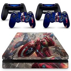 Imagem de Skin Adesivo Protetor para PS4 Slim Capitão America Homem de Ferro Avengers b1