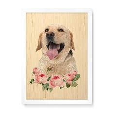 Imagem de Arte Maníacos Quadro Decorativo em Madeira Labrador Flores - 23x16,25cm (Moldura caixa em laca )
