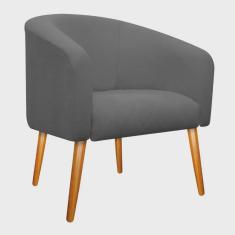 Imagem de Poltrona Luiza Pés Palito Mel Linho Chumbo - Doce Sonho Móveis