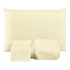 Imagem de Jogo De Lençol Percal 180 Fios Casal Queen 3 Peças Palha - Confecções